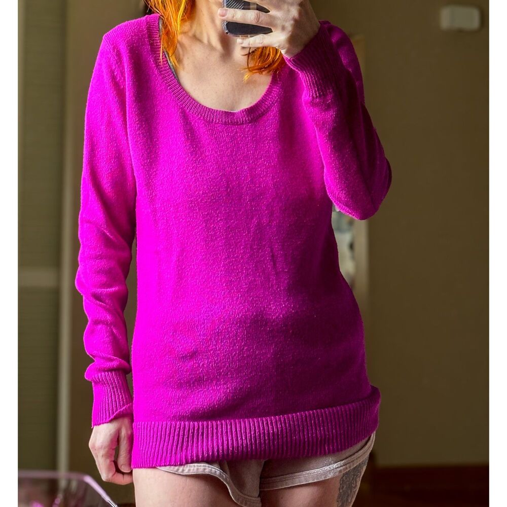 Fuchsia Old Navy Womens Scoop Neck cozy Sweater Size Med GUC